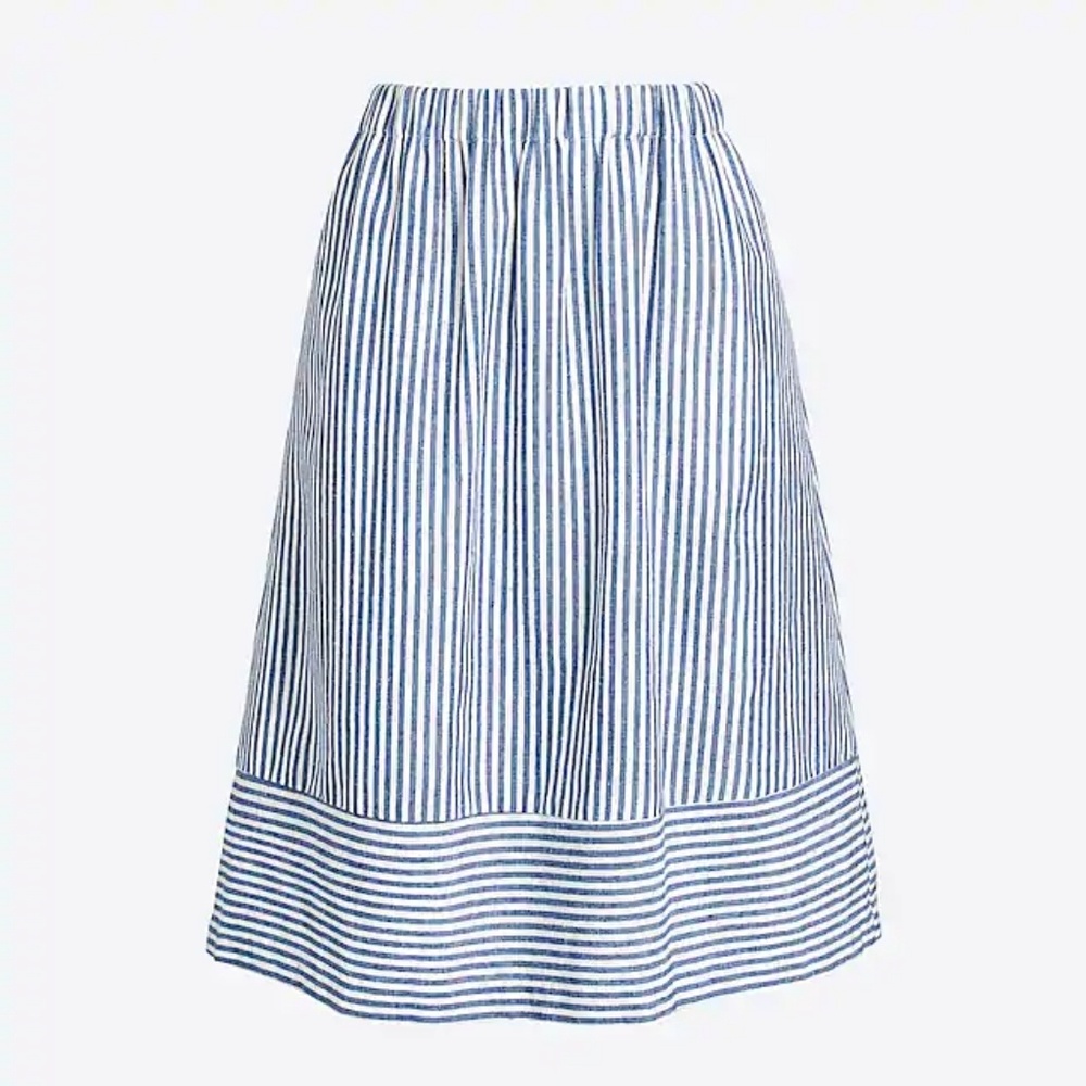 NWT JCrew Striped linen midi skirt